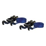 CURT Cargo Strap Sets 83020 Tie-Down Straps, Cargo, Ratchet, S-hook, 733 lbs. Working Load, 1 in. Width, 16 ft. Length, Blue, Pair thumbnail 1