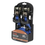 CURT Cargo Strap Sets 83020 Tie-Down Straps, Cargo, Ratchet, S-hook, 733 lbs. Working Load, 1 in. Width, 16 ft. Length, Blue, Pair thumbnail 2