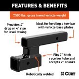 Curt Manufacturing Receiver Hitch Extenders and Adapters 45798 Trailer Adapter, Adapter (2" Shank, 4" Drop, 7,500 lbs.) thumbnail 3