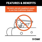 CURT QuickPin Trailer Couplers 25471 Hitch Coupler, No-Latch Coupler, 2.0 in. Ball, 2 1/2 in. Channel, 3,500 lbs., Includes 1/2 in. Dia. Pin and Clip, Each thumbnail 5
