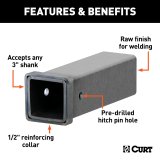 CURT Trailer Hitch Receiver Tubing 49513 Tube, Steel, Natural, 12 in. Length, for 3 in. Size, Each thumbnail 3