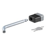 CURT Receiver Locks 23020 Hitch Lock, 1/2 in. Diameter, Bent Pin, Steel, Chrome, Black Dead Bolt, 2 Keys, 1 1/4 in. Receiver, Each thumbnail 1