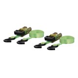 CURT Cargo Strap Sets 83028 Tie-Down Straps, Cargo, Ratchet, S-hook, 1,100 lbs. Working Load, 1 in. Width, 16 ft. Length, Lime Green, Pair thumbnail 1