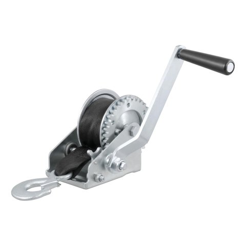 CURT Hand Winches 29433 Winch, Manual, 900 lbs. Pull Rating, 6.50 in. Handle Length, 15 ft. Length Winch Strap with Hook, Each