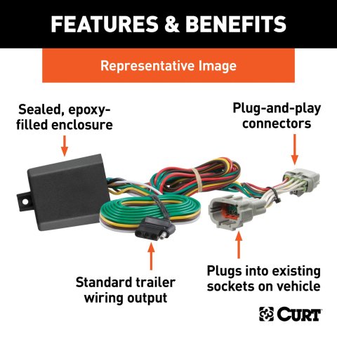CURT Custom Wiring Connector Harnesses for 2020-2025 COROLLA - 56454 Vehicle Towing Harness Adapter, Trailer Kit, Harness, 4-Way Flat Output, Toyota Corolla, Each thumbnail 2