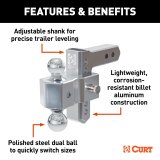 CURT Adjustable Ball Mounts 45363 Receiver Hitch Mount, Adjustable, 2 in. Square, 5.50 in. Drop, 2 in. ball, 2 5/16 in. Ball, Each thumbnail 3