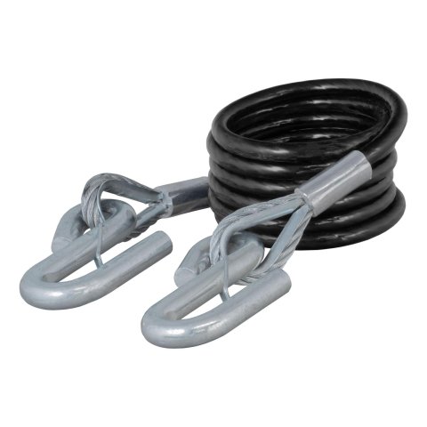 CURT Safety Cables 70008 Cable Assembly, Eyelet Ends, 3/8 in. Diameter Steel Cable, Black Vinyl Coating, 7,500 lbs. Break Force, 84 in. Length, Each thumbnail 1