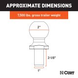 Curt Manufacturing Hitch Balls 40170 Trailer Ball, 2" Trailer Ball (1" x 2-1/8" Shank, 7,500 lbs., Chrome, Packaged) thumbnail 3