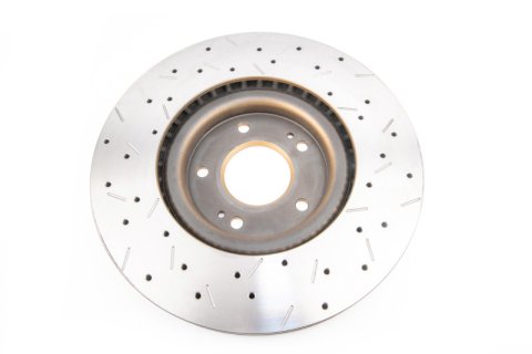DBA HD Series 4000XS Brake Rotors for 2005-2006 LANCER - DBA4418XS Disc Rotor, Cross-Drilled, Slotted, 4000 XS Series, Uni-Directional, Mitsubishi, Front, Each thumbnail 6