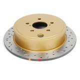 DBA HD Series 4000XS Brake Rotors DBA42659XS-10 Rotor, 4000XS, Solid, Cross-Drilled and Slotted Surface, Iron, Gold Painted, Subaru, Rear, Each thumbnail 4