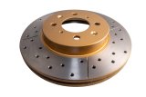 DBA Street Series X-Gold Disc Brake Rotors for 1999-2005 CIVIC - DBA474X Rotor, Cross-Drilled, Slotted, X-Gold, Uni-Directional, Acura, Honda, Front, Each thumbnail 5