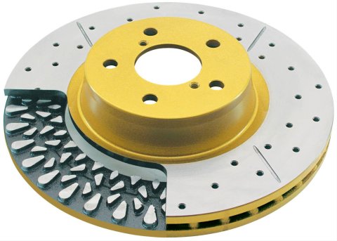 DBA Street Series X-Gold Disc Brake Rotors DBA845X Rotor, Cross-Drilled, Slotted, X-Gold, Uni-Directional, Lexus, Front, Each thumbnail 2