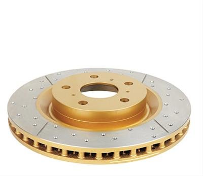 DBA Street Series X-Gold Disc Brake Rotors DBA650X Rotor, Cross-Drilled, Slotted, X-Gold, Uni-Directional, Subaru, Front, Each
