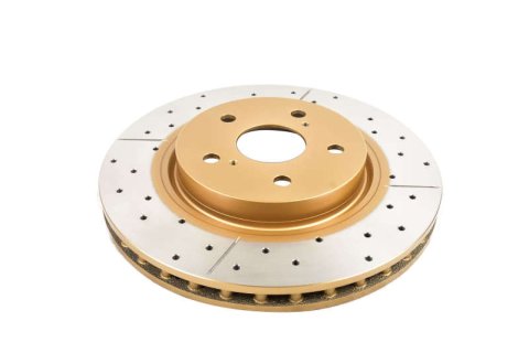Disc Brakes Australia USA LLC Brake Rotors DBA2744X Street Gold Cross-drilled/slotted KP [ Toyota Camry Series ASV70R, AXVH71R & GSV70R 2.5L & 3.4L 11/17 -> F ]