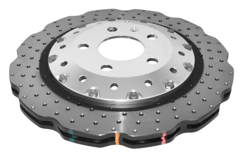 Disc Brakes Australia USA LLC Brake Rotors DBA52836WSLVXD 5000 Fully Assembled 2-piece Clear Anodised Hat Cross Drilled/Dimpled WAVE KP [ Audi RS Q3 14-> F ]