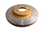 Disc Brakes Australia USA LLC Brake Rotors DBA2327X Street Gold Cross-drilled/slotted KP [ Nissan Elgrand E51 2004 on F ] thumbnail 1