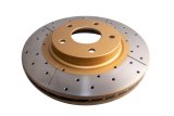 Disc Brakes Australia USA LLC Brake Rotors DBA2327X Street Gold Cross-drilled/slotted KP [ Nissan Elgrand E51 2004 on F ] thumbnail 2