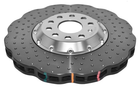 Disc Brakes Australia USA LLC Brake Rotors DBA52808WV2SLVXD 5000 Fully Assembled 2-piece Clear Anodised Hat Cross Drilled/Dimpled WAVE KP [ VW Golf Mk: 5&6 F ]