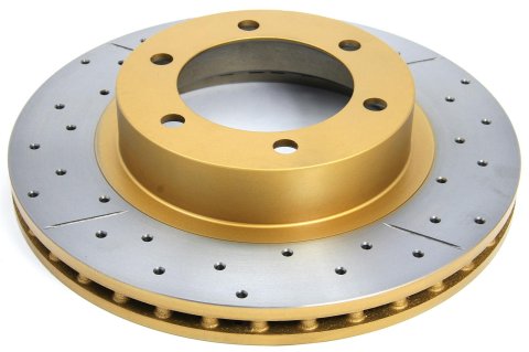 DBA Street Series X-Gold Disc Brake Rotors DBA093X Rotor, Cross-Drilled, Slotted, X-Gold, Uni-Directional, Land Rover, Rear, Each thumbnail 2