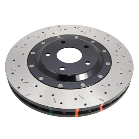 DBA HD Series 5000XS Brake Rotors for 2009-2011 GT-R - DBA52320BLKXS Rotor, 5000XS, Vented, Cross-Drilled and Slotted Surface, Iron, Black Painted, Nissan, Front, Each thumbnail 2