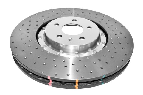 Disc Brakes Australia USA LLC Brake Rotors DBA52774SLVXD 5000 Fully Assembled 2-piece Silver Hat Cross Drilled/Dimpled 380mm x 36mm KP [ Audi SQ5 3.0L 15-17 A8 Quattro 4.0L 14-17 F]