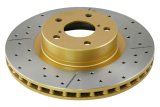 DBA Street Series X-Gold Disc Brake Rotors DBA648X Rotor, Cross-Drilled, Slotted, X-Gold, Uni-Directional, Subaru, Front, Each thumbnail 4