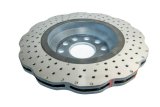 Disc Brakes Australia USA LLC Brake Rotors DBA42809WSLVXD 4000 XD Crossdrilled and Dimpled WAVE SILVER PAINT KP [ VW Golf R32 /Jetta/Tiguan & Skoda 03-> R ] thumbnail 3