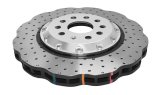 Disc Brakes Australia USA LLC Brake Rotors DBA52830WSLVXD 5000 Fully Assembled 2-piece Clear Anodised Hat Cross Drilled/Dimpled WAVE KP [ VW Golf R Mk7 Audi S3 12-> F ] thumbnail 1