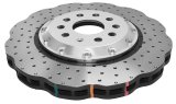 Disc Brakes Australia USA LLC Brake Rotors DBA52830WSLVXD 5000 Fully Assembled 2-piece Clear Anodised Hat Cross Drilled/Dimpled WAVE KP [ VW Golf R Mk7 Audi S3 12-> F ] thumbnail 3