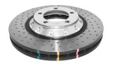 Disc Brakes Australia USA LLC Brake Rotors DBA52592SLVXD 5000 Rotor Fully Assembled 2-piece Silver Hat Crossdrill/Dimples - KP [ Porsche Panamera 11-> F ] thumbnail 2