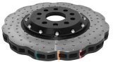 Disc Brakes Australia USA LLC Brake Rotors DBA52830WBLKXD 5000 Fully Assembled 2-piece Black Hat Cross Drilled/Dimpled WAVE KP [ VW Golf R Mk7 Audi S3 12-> F ] thumbnail 1