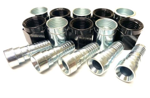 Fragola Performance Systems Crimp Fittings 6301023-BL #8 STRAIGHT CRIMPED FIT W/ COLLAR & PIN BAG-20PCS, BLACK NUTS thumbnail 1