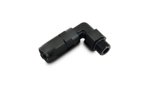 Vibrant Performance Hose End Fittings 24900 Ends, Fittings, Reusable Swivel, 90 degree, -6 AN Size, Aluminum, Black Anodized, 7/16-20 in. Adapter Size, Male O-ring, Each thumbnail 2