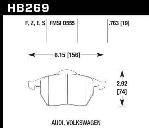 Hawk Performance HPS Brake Pads HB269F.763 Pads, Ferro-Carbon, HPS, Front, Audi, Volkswagen, Passenger Car, Set