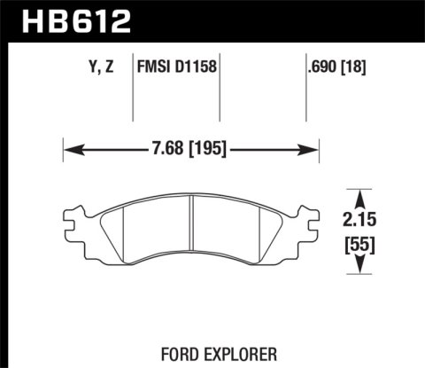 Hawk Performance Ceramic Brake Pads HB612Z.690 Pads, Ceramic, Front, Ford, Mercury, Passenger Car, Pickup, SUV, Set