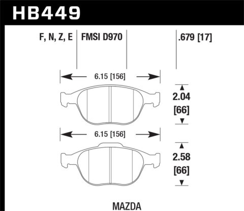 Hawk Performance HPS Brake Pads HB449F.679 Pads, HP Plus, Front, Ford, Set thumbnail 1