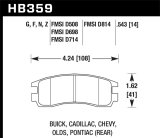 Hawk Performance Ceramic Brake Pads HB359Z.543 Pads, Ceramic, Ceramic, Rear, Buick, Cadillac, Chevy, Oldsmobile, Pontiac, Saturn, Set thumbnail 3