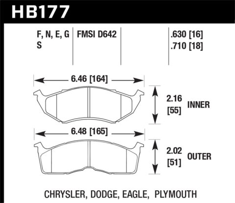Hawk Performance HPS Brake Pads HB177F.710 Pads, Ferro-Carbon, Performance, Chrysler, Dodge, Plymouth, Set