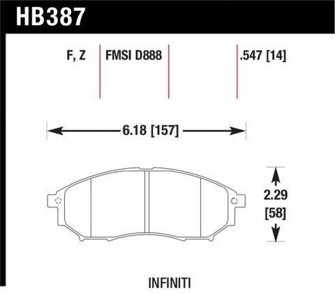 Hawk Performance Ceramic Brake Pads HB387Z.547 Disc Pad; w/0.547 Thickness