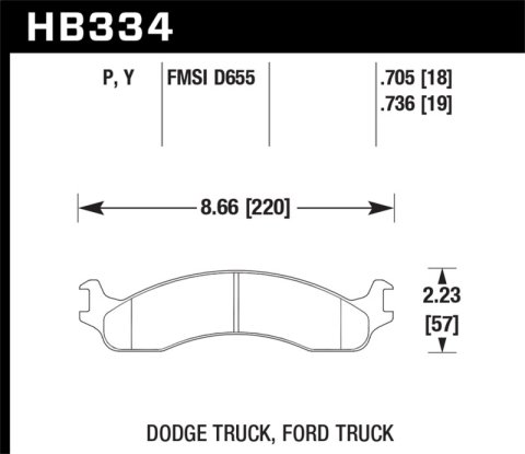 Hawk Performance LTS Brake Pads HB334Y.736 Pads, Ferro-Carbon, LTS, Front, Dodge, Ford, Pickup, Van, Set
