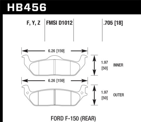 Hawk Performance Ceramic Brake Pads HB456Z.705 Pads, Ceramic, Rear, Ford, Lincoln, Set
