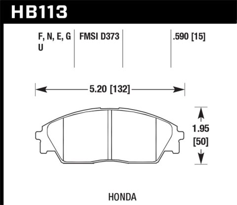 Hawk Performance DTC 70 Brake Pads HB113U.590 Disc Pad Honda