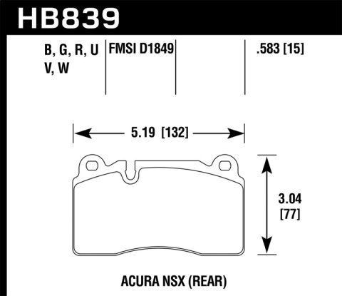 Hawk Performance DTC 60 Brake Pads HB839G.583 pads DTC-60 D1849-9076 Acura NSX (Rear) thumbnail 2
