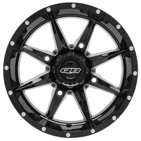 Quadboss Slicer Gloss Black Machined Wheels 14x7 Wheel, Slicer, Aluminum, Black, 14 in. x 7 in., 4 x 156mm Bolt Circle, 4.00 in. Backspace, Each