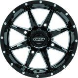 Quadboss Slicer Gloss Black Machined Wheels 14x7 Wheel, Slicer, Aluminum, Black, 14 in. x 7 in., 4 x 156mm Bolt Circle, 4.00 in. Backspace, Each thumbnail 2