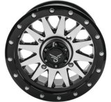 Quadboss Wheels 608554 QuadBoss Wagon 14X7 4+3 4/156 Black Machined thumbnail 1
