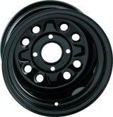 Quadboss Steely Gloss Black Wheels 12x7 Wheels, Black, 12 in. x 7.00 in., Steel, Black, 4 x 110mm Bolt Circle, 2+5 in. Offset, Each thumbnail 2