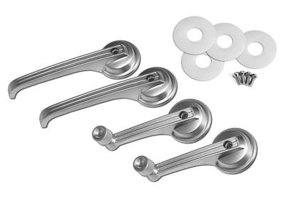 Scott Drake Interior Door Handles KIT-DH-3S Handles, Interior, Front, Stock Design, Satin Finish, Window Cranks, Front, Ford, Kit
