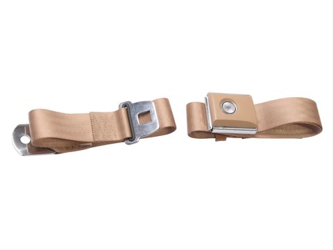 Scott Drake Push Button Seat Belts SB-PR-PBSB Belts, Lap, Button, Parchment, Ford, Each