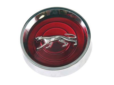 Scott Drake Hubcaps C9WY-1130-RD Center Caps, Rallye Style, Screw-on, Steel, Chrome, Cougar Logo, Red Background, Mercury, Set of 4